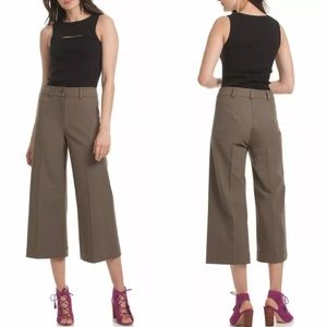 Trina Turk Olive Green Gauchos Wide Leg Pants Cotton Casual Classic Work 0 NEW
